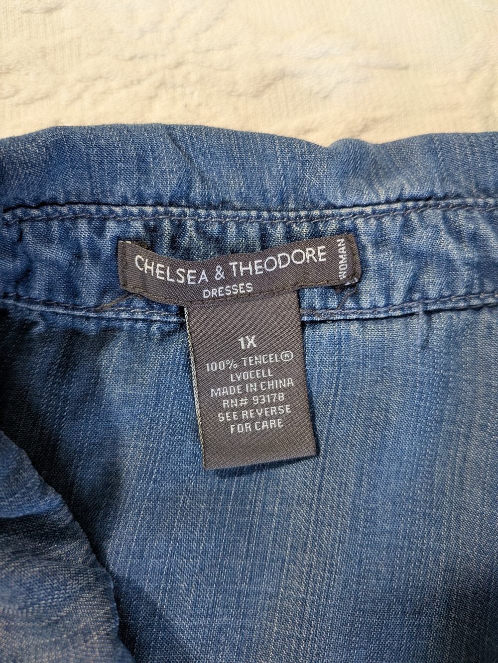 Chelsea & Theodore Blue Denim Tencel Lyocell Dress Side Pockects Size X-Large - Picture 6 of 8